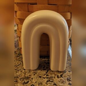 Arch Sculpture Ceramic Cream Neutral Rainbow Tiered Tray Tabletop Decor NEW